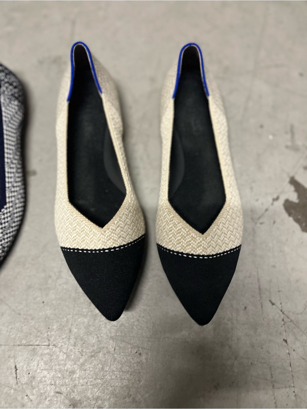 Rothy’s Pointed Toe Two-Tone Women's Flats - Black and Cream